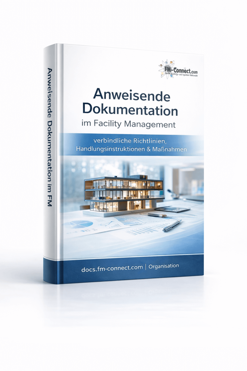 Cover zur anweisenden Dokumentation im Facility Management als verbindliche Grundlage fuer Prozesse, Arbeitsanweisungen und Betreiberpflichten im FM