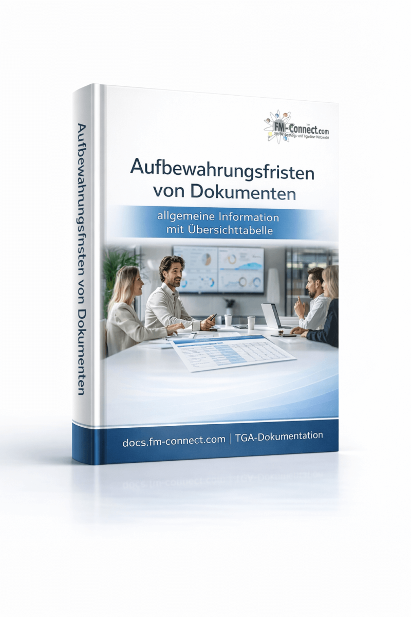 Cover der Übersicht zu Aufbewahrungsfristen von Dokumenten im Facility Management