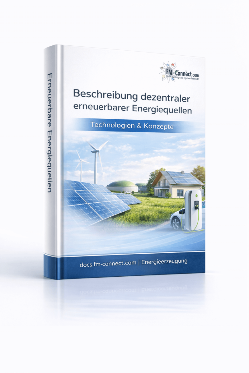 Cover der Beschreibung dezentraler erneuerbarer Energiequellen als technische Grundlagenunterlage im Facility Management zur Bewertung und Integration nachhaltiger Energiesysteme
