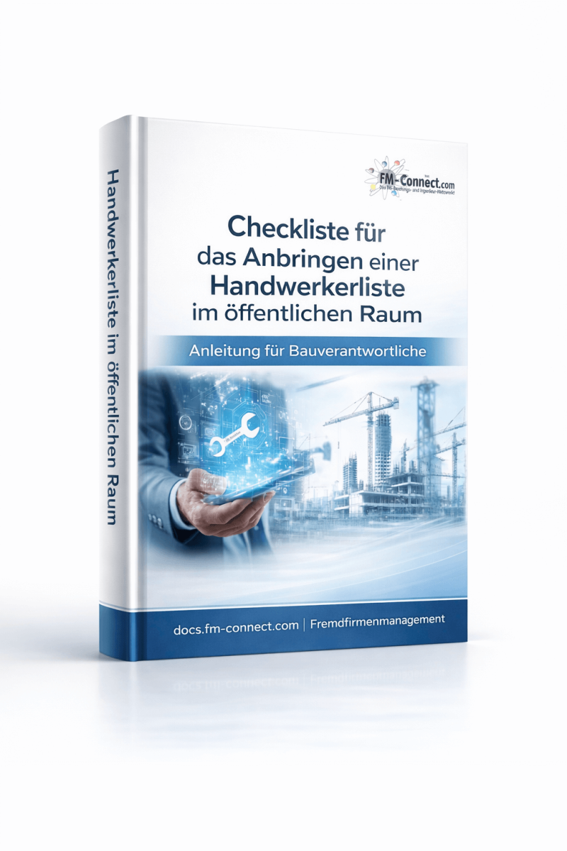 Cover der Checkliste für das Anbringen einer Handwerkerliste im öffentlichen Raum im Facility Management