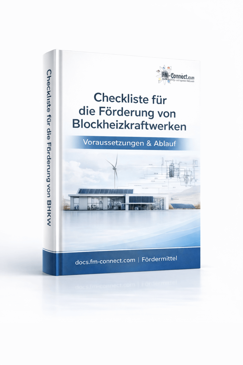 Cover der Checkliste zur Förderung von Blockheizkraftwerken im Facility Management