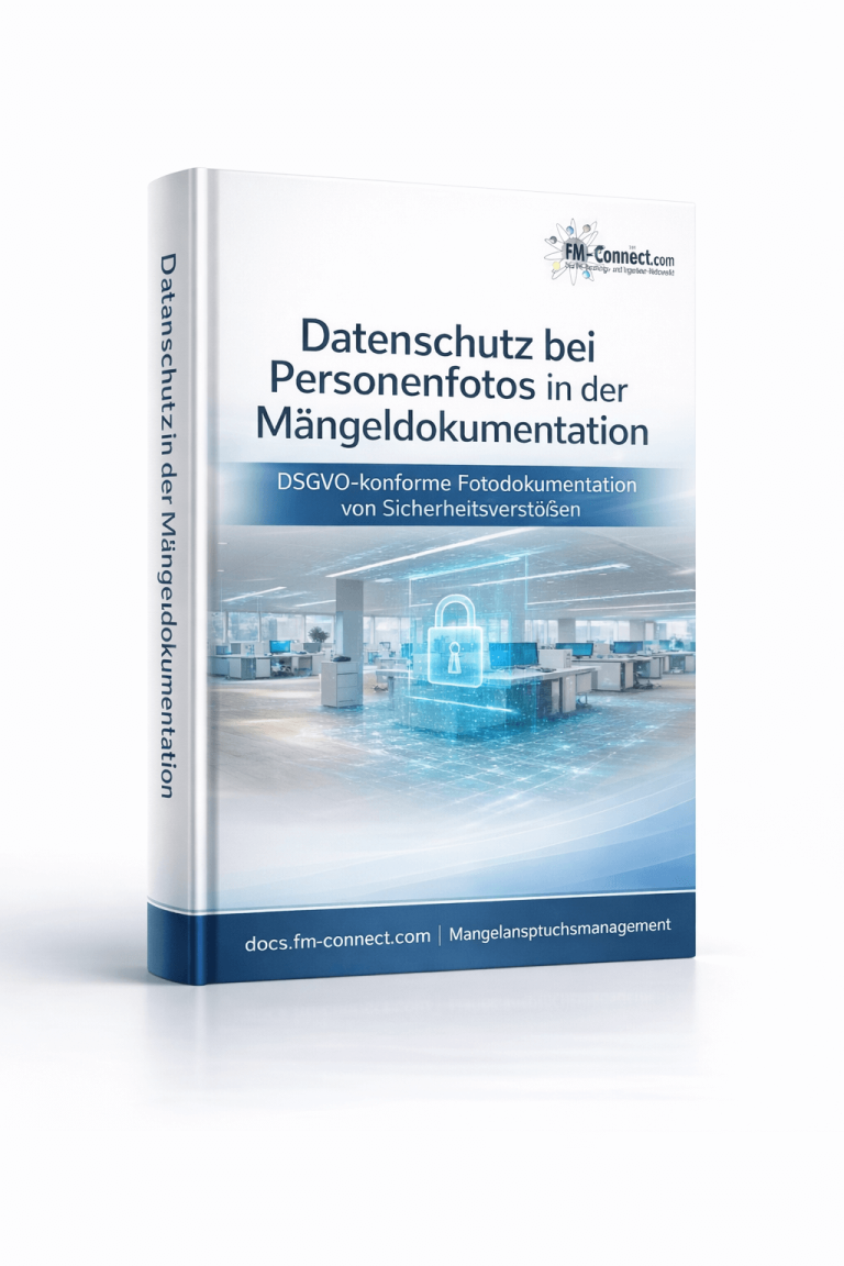 Cover zum Datenschutz bei Personenfotos in der Maengeldokumentation als rechtliche Grundlage zur DSGVO konformen Dokumentation im Facility Management