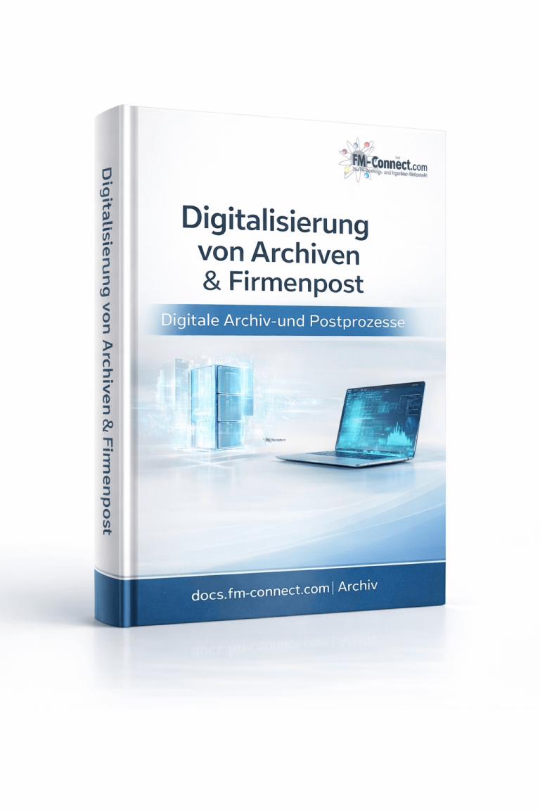 Cover zur Digitalisierung von Archiven und Firmenpost im Facility Management als organisatorische Grundlage zur Optimierung von Dokumentenprozessen und Informationsmanagement