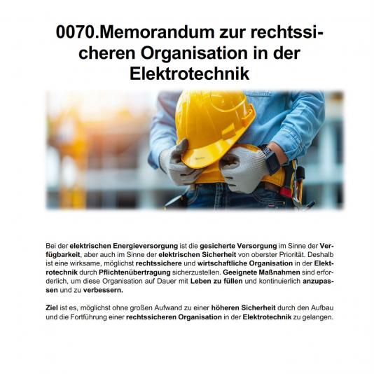 FM-0070.Memorandum zut rechtssicheren Organisation der Elektrotechnik