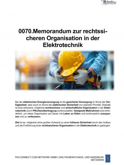 FM-0070.Memorandum zut rechtssicheren Organisation der Elektrotechnik