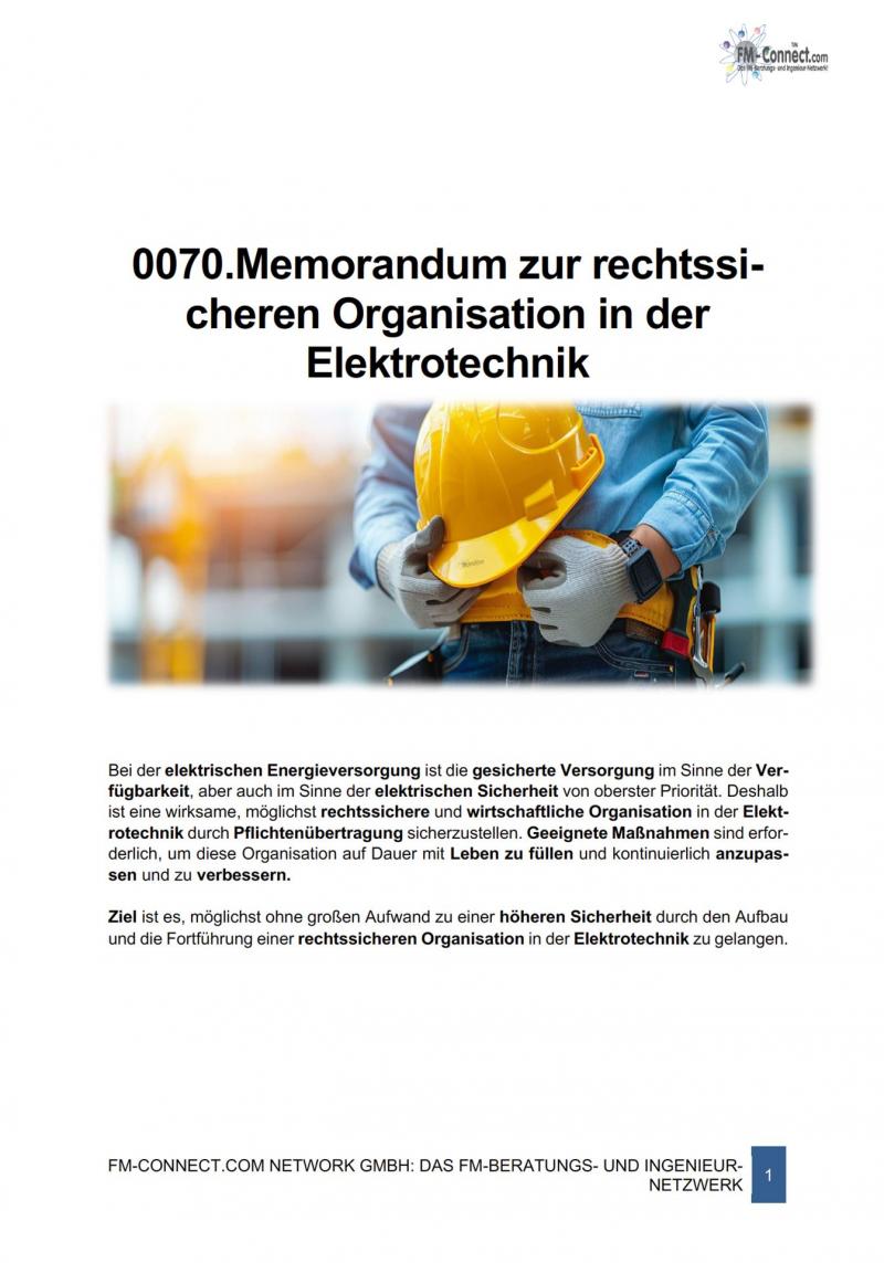 FM-0070.Memorandum zut rechtssicheren Organisation der Elektrotechnik