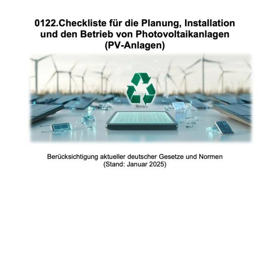FM-0122.Checkliste für die Planung, Installation und den Betrieb von Photovoltaikanlagen (PV-Anlagen)