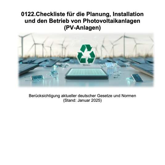 FM-0122.Checkliste für die Planung, Installation und den Betrieb von Photovoltaikanlagen (PV-Anlagen)