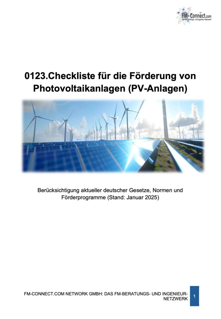 FM-0123.Checkliste für die Förderung von Photovoltaikanlagen