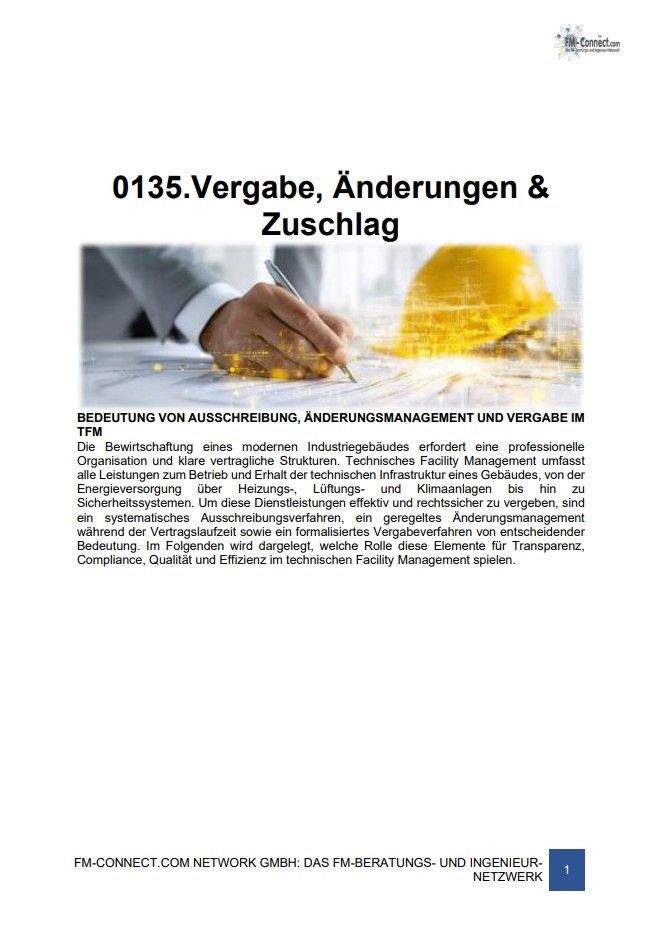 FM-0135 TFM » Anforderungen » Vergabe, Änderungen & Zuschlag