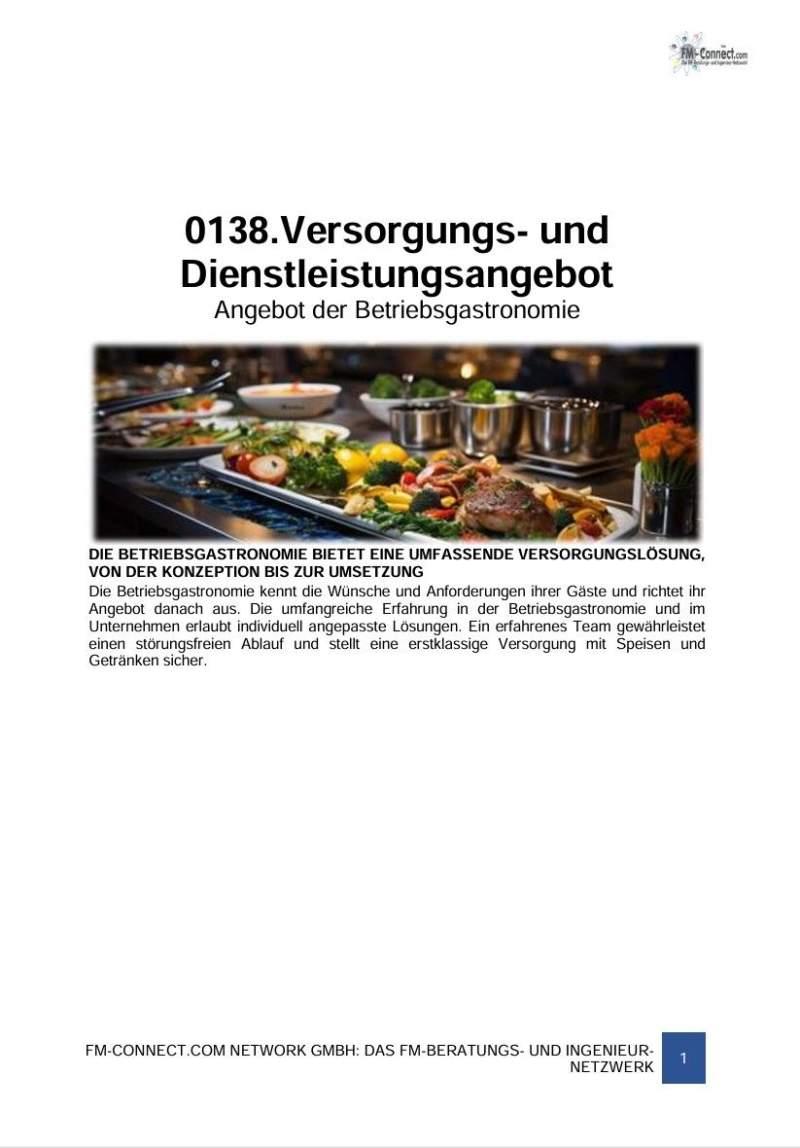 FM-0138.Betriebsgastronomie - Verpflegungskonzeption - Versorgungs- und Dienstleistungsangebot