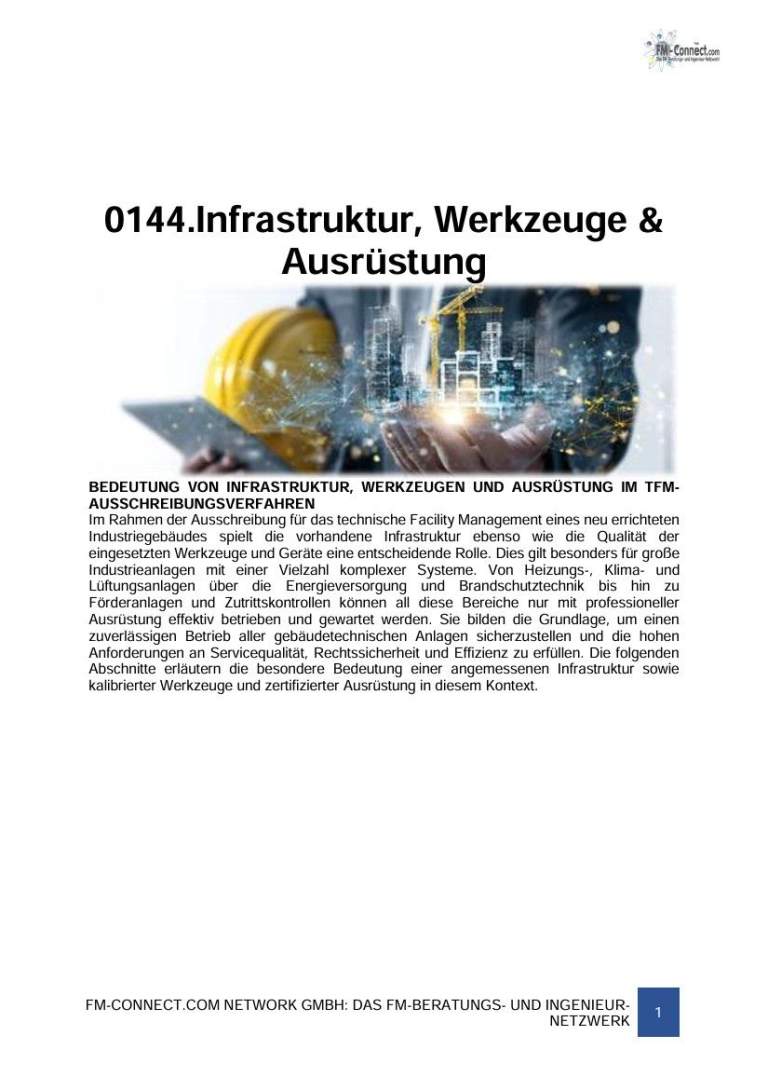 FM-0144.Infrastruktur, Werkzeuge & Ausrüstung
