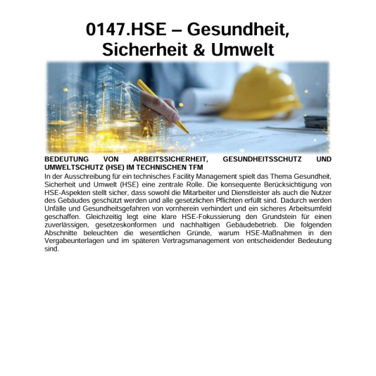 FM-0147.TFM » Anforderungen » HSE – Gesundheit, Sicherheit & Umwelt