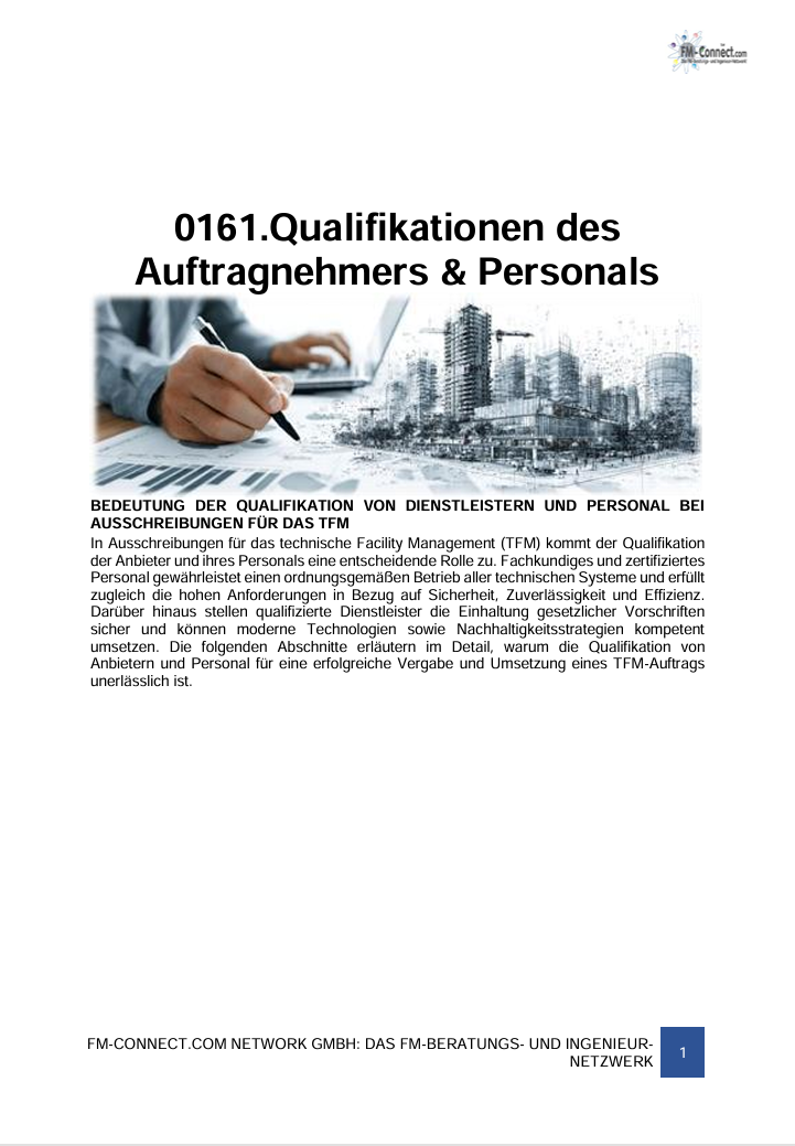 FM-0161.TFM » Anforderungen » Qualifikationen des Auftragnehmers & Personals