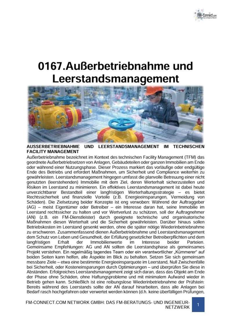 FM-0167.TFM » Geschäftsprozesse » Außerbetriebnahme und Leerstandsmanagement