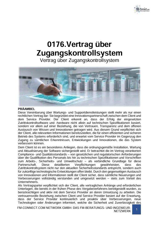FM-0176.Zutritt - Ausschreibung - Vertrag über Zugangskontrollsystem