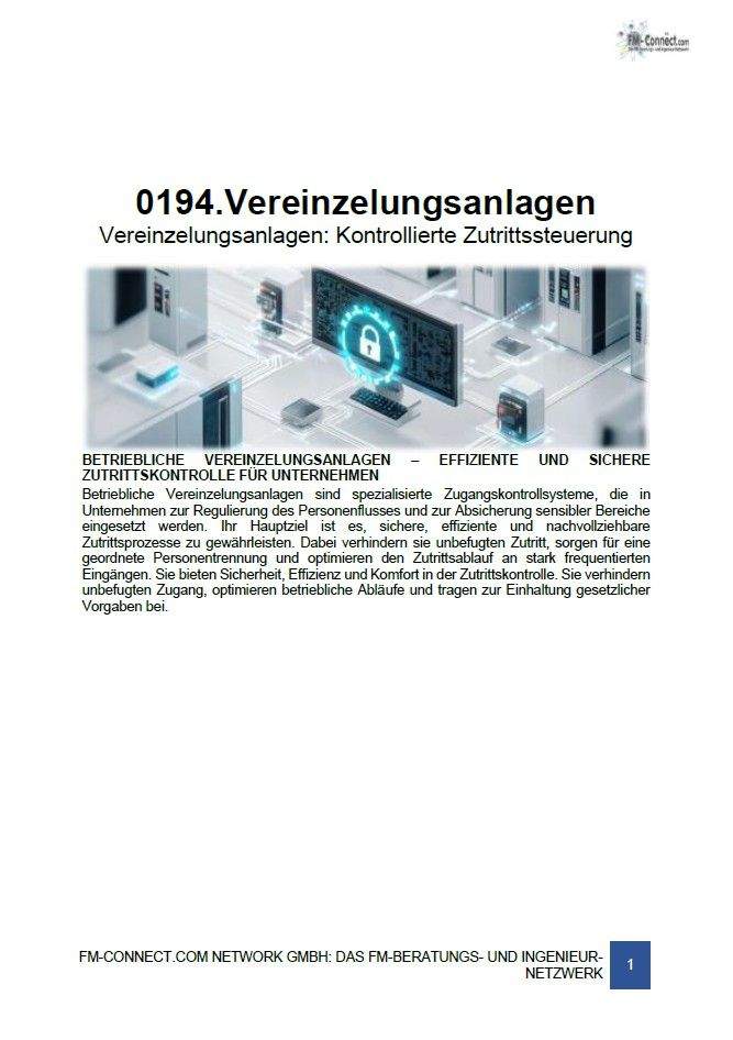 Zutritt - Konzeption - Vereinzelungsanlagen