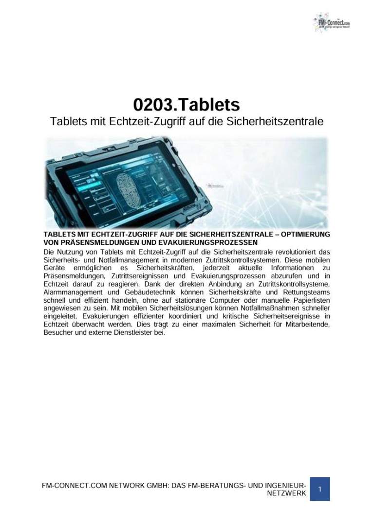 Zutritt - Konzeption - Tablets