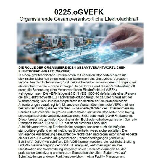 Elektrische Sicherheit » Strategie » Betreiberverantwortung » oGVEFK