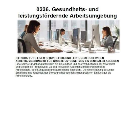 Flächenmanagement » Konzeption » Gesundheits- und leistungsfördernde Arbeitsumgebung