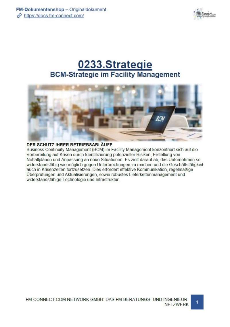 BCM-Strategie im Facility Management