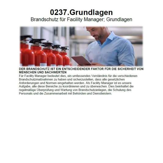 Brandschutz für Facility Manager; Grundlagen