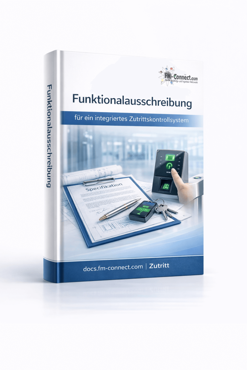 Cover der Funktionalausschreibung für ein integriertes Zutrittskontrollsystem im Facility Management