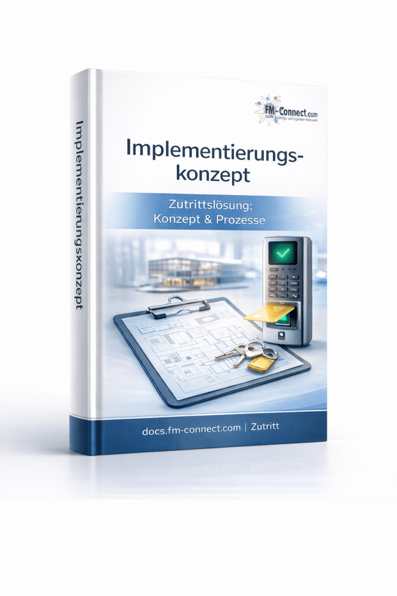 Cover des Implementierungskonzepts für eine Zutrittslösung mit Konzept und Prozessen im Facility Management