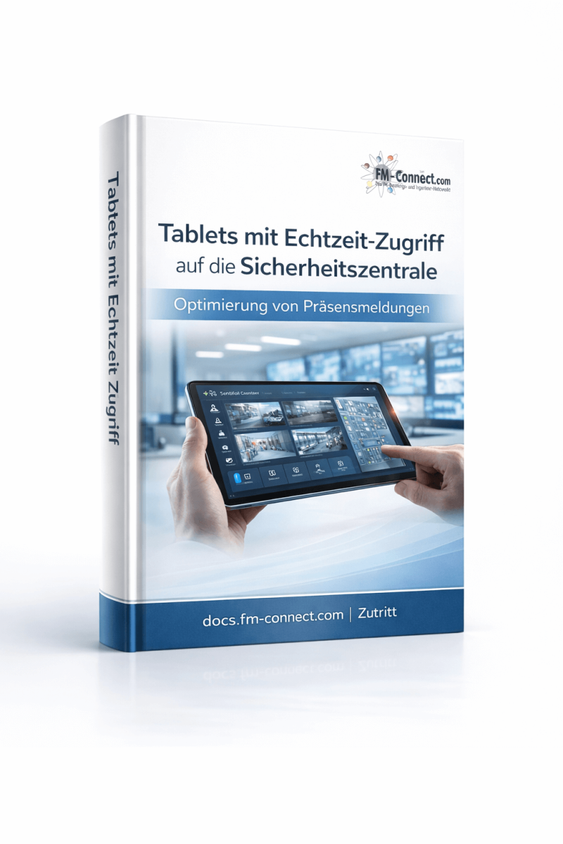 Cover der Tablets mit Echtzeit-Zugriff auf die Sicherheitszentrale im Facility Management