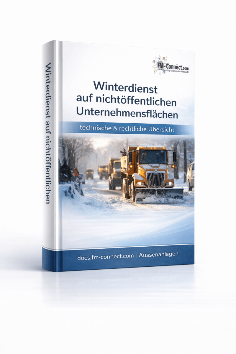 Cover des Leitfadens zum Winterdienst auf nichtöffentlichen Unternehmensflächen im Facility Management
