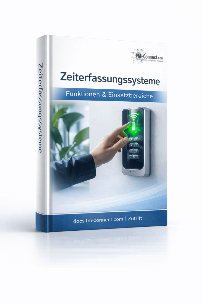 Cover der Zeiterfassungssysteme mit Funktionen und Einsatzbereichen im Facility Management